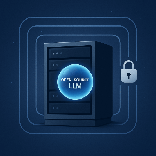 Secure On-Premise Deployment for Data Sovereignty Illustration of an LLM securely deployed within an isolated, on-premise server environment, protected by network isolation and access controls, symbolizing data sovereignty.